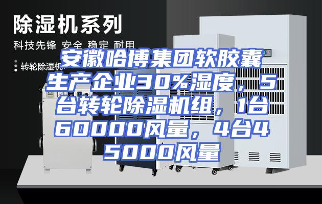 安徽哈博集团软胶囊生产企业30%湿度，5台转轮除湿机组，1台60000风量，4台45000风量